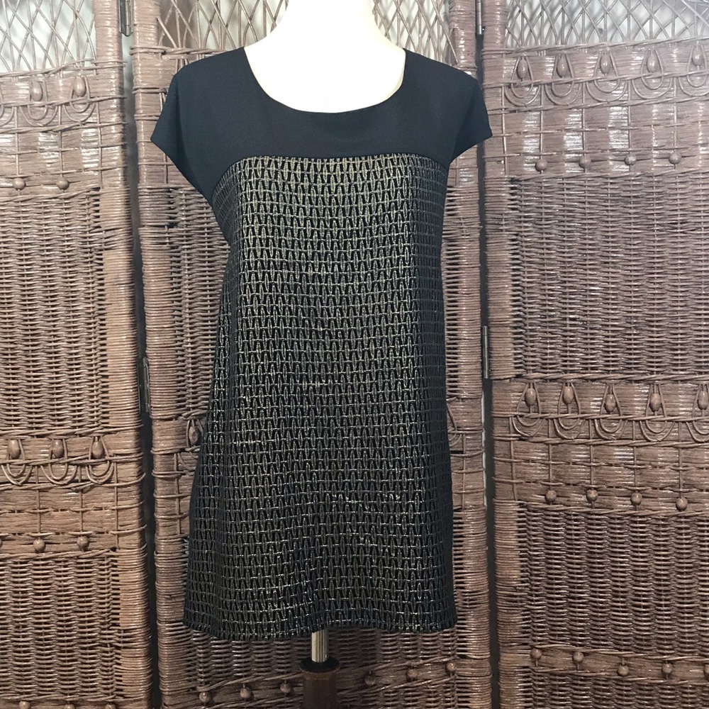 Calvin Klein NWT Black with Golden Embroidery Top